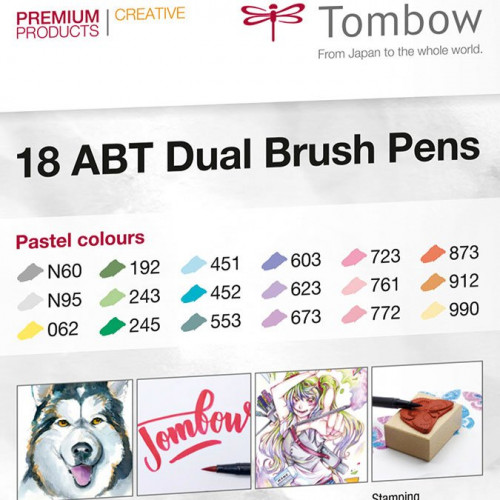 18 feutres Pastels Tombow ABT Dual Brush
