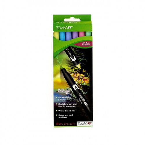 6 feutres ABT Dual Brush double pointe - Pastels