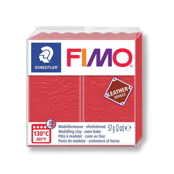Pâte à modeler polymère Fimo Effect Cuir 57 g - rouge