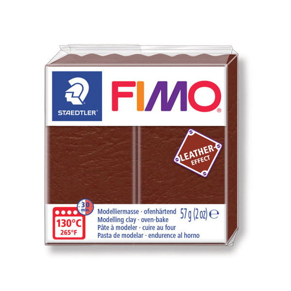 Pâte à modeler polymère Fimo Effect Cuir 57 g - marron