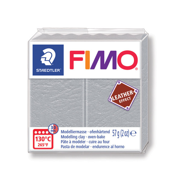 Pâte à modeler polymère Fimo Effect Cuir 57 g - gris pâle