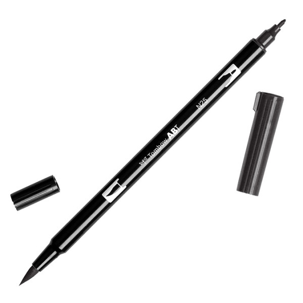 Feutre Tombow double-pointe Noir fumée N25