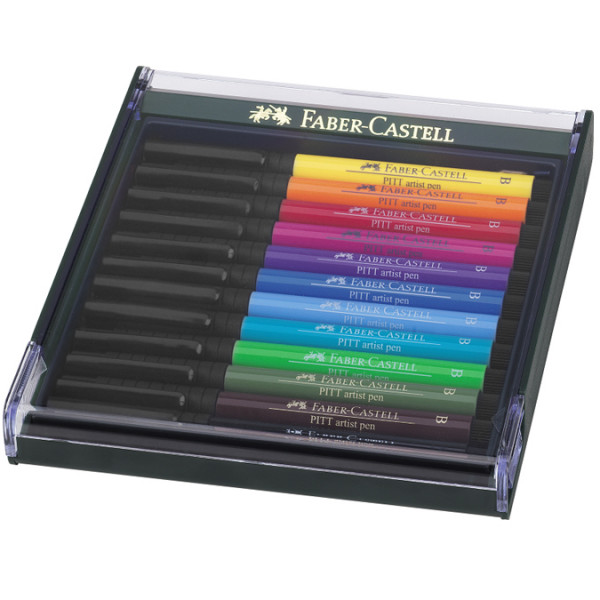 Lot de 12 Feutres Pitt Artist Pen pinceaux - Nuances basiques