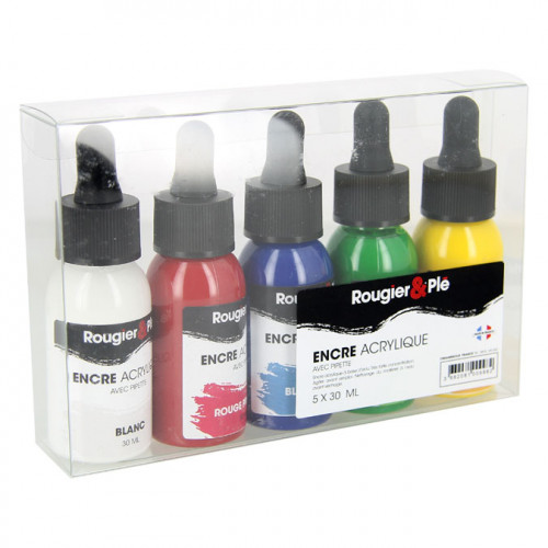 Set de 5 flacons d'encre acrylique - 5 x 30 ml