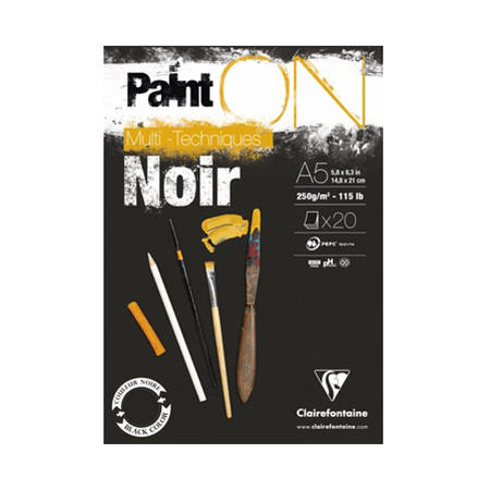 Bloc Paint'On papier Noir 250 g/m² - A5 - 20 feuilles