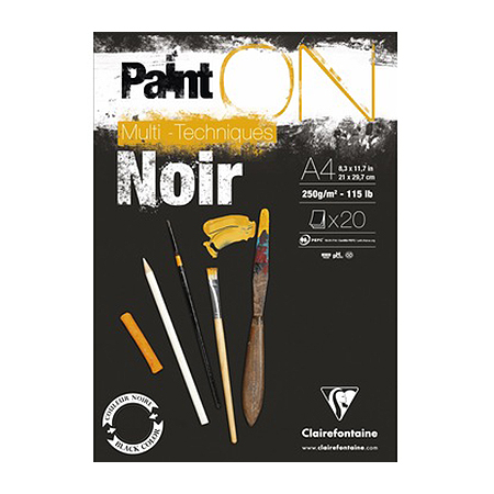 Bloc Paint'On papier Noir 250 g/m² - A4 - 20 feuilles