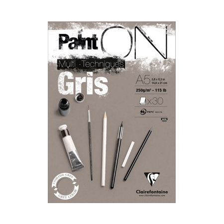 Bloc Paint'On papier Gris 250 g/m² - A5 - 30 feuilles