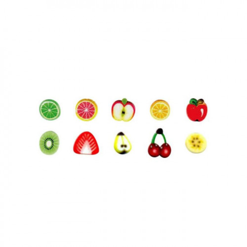 Mini Canes Fruits en pâte polymère - 10 pcs