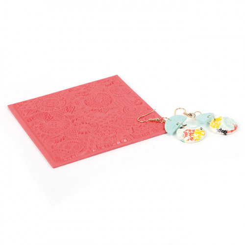 Tapis de texture Fleurs pour pâte polymère - 9 x 9 cm