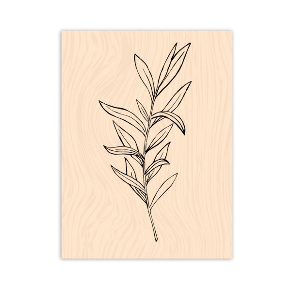 Tampon bois Légère comme une feuille - 6 x 8 cm