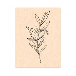 Tampon bois Légère comme une feuille - 6 x 8 cm