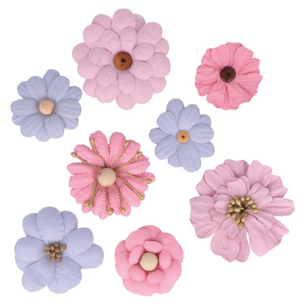 Fleurs en papier et perles Lovely Swan - 8 pcs