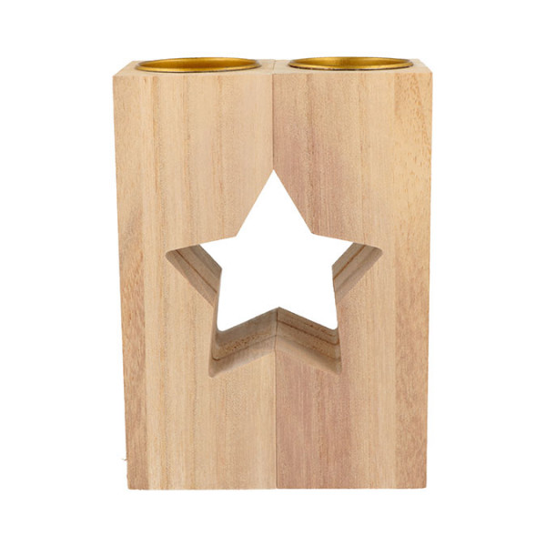 Bougeoir étoile en bois 11 cm x 2 pcs