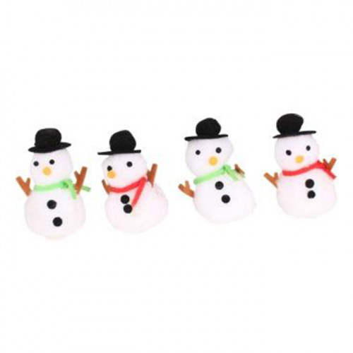 Bonhommes de neige pompons et feutrine 7 x 3 cm x 4 pcs