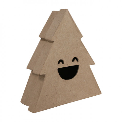 Boîte en papier mâché Sapin sourire 4 x 14,5 x 13,5 cm