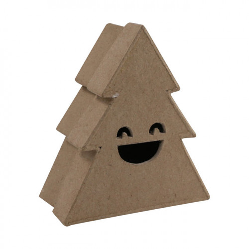 Boîte en papier mâché Sapin sourire 4 x 10 x 9 cm