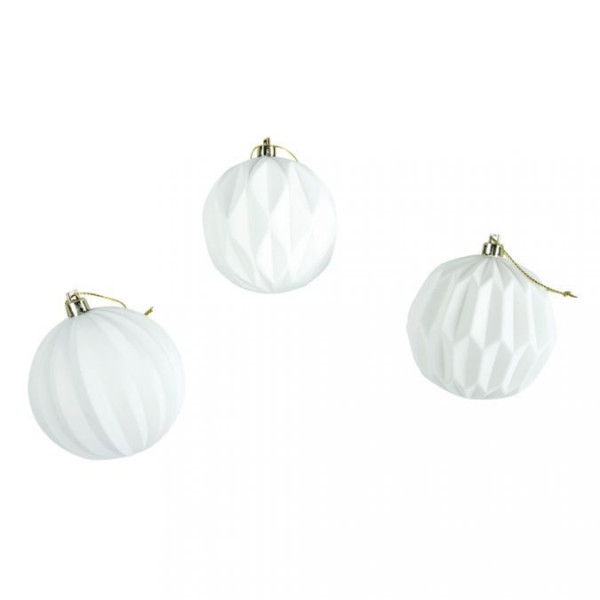 Boule en plastique blanc 8 cm 3 pcs