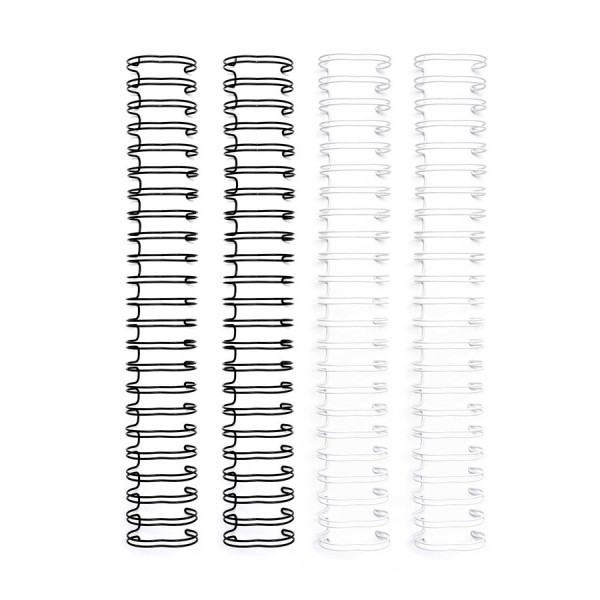 Spirales pour reliure noires et blanches 2,5 x 29 cm - 2 pcs