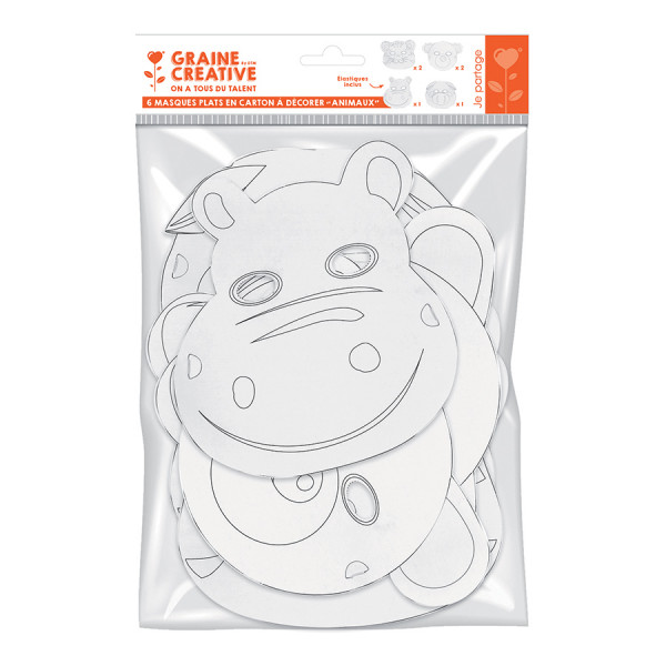 Masques Animaux à décorer - 6 pcs