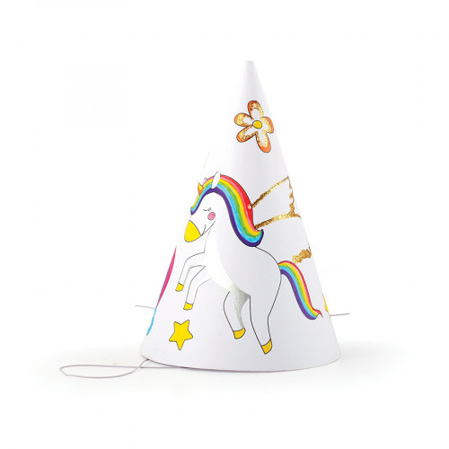 Chapeaux de fête à décorer Licorne - 6 pcs