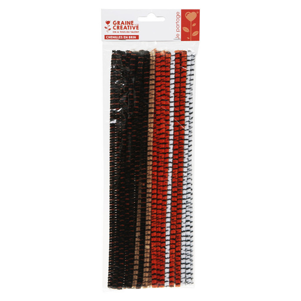 Lot de 40 brins Chenille tigrée 30 cm x Ø6 mm