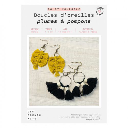 Kit DIY Boucles d'oreilles Plumes & pompons
