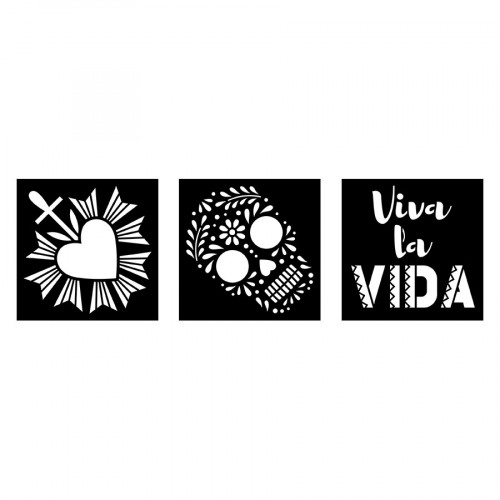 Lot de 12 pochoirs 9 x 9 cm Viva la vida