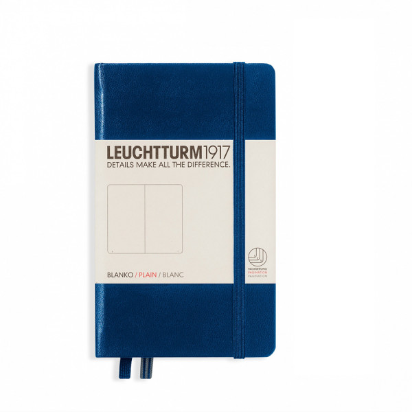 Carnet 9 x 15 cm - bleu marine / pages blanches