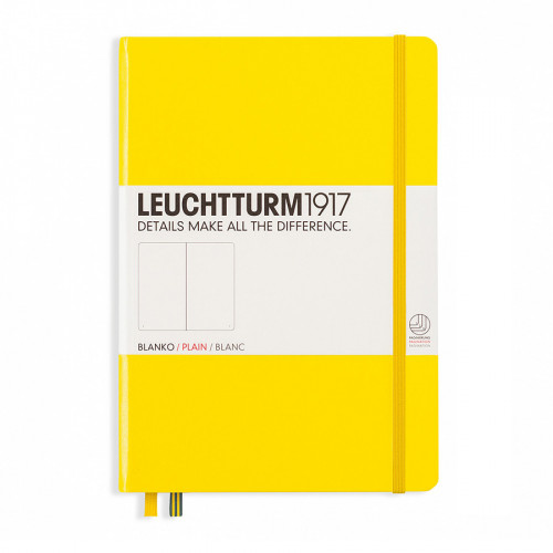 Carnet de notes rigide 14,5 x 21 cm - citron / pages blanches