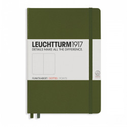 Carnet de notes rigide 14,5 x 21 cm - army / pointillés