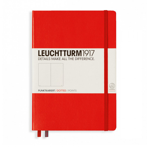 Carnet de notes rigide 14,5 x 21 cm - rouge / pointillés