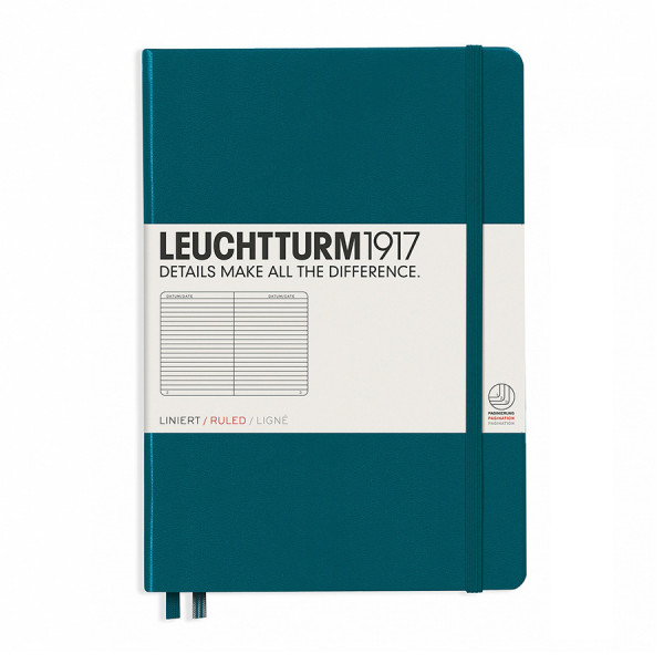 Carnet de notes rigide 14,5 x 21 cm - pacific green / ligné