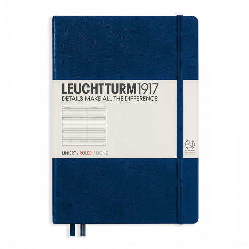 Carnet de notes rigide 14,5 x 21 cm - navy / ligné