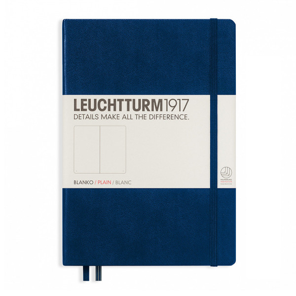 Carnet de notes rigide 14,5 x 21 cm - navy / pages blanches