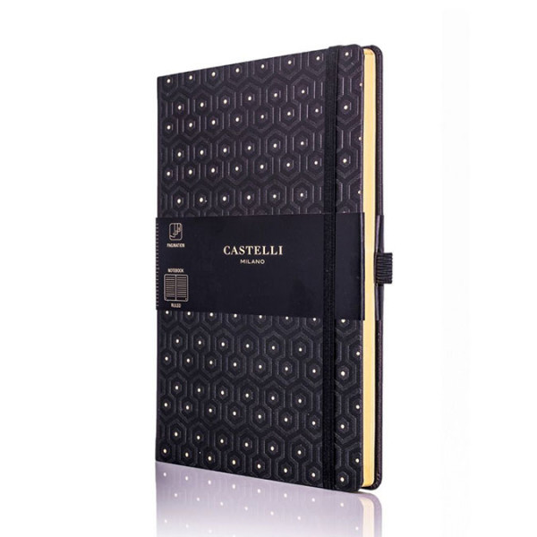 Carnet de notes ligné Black & Gold Honeycomb 13 x 21 cm