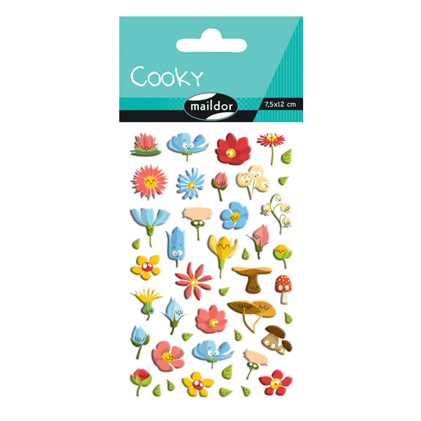 Stickers 3D - Cooky - Fleurs x 45 pcs