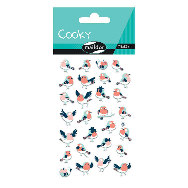 Stickers 3D - Cooky - Oiseaux x 28 pcs