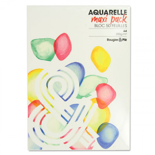 Papier Aquarelle Maxi bloc 200 g/m² A4 x 50 feuilles