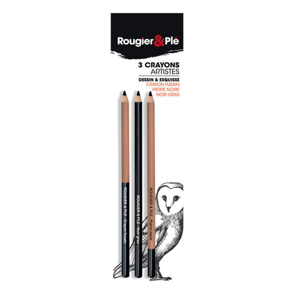 Crayon esquisse Pierre noire 3 pcs