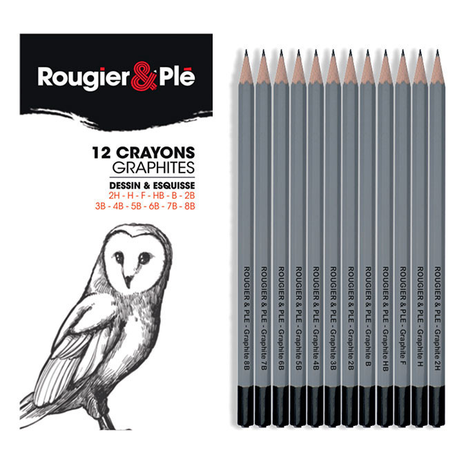 Crayons à mine Bois véritable. HB. Boîte de 12