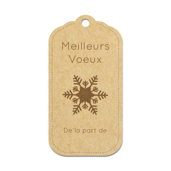 Etiquette Meilleurs Vœux en bois médium - 4,5 x 8,5 cm