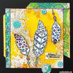 Tampon Texture Fleurs et plumes - 15 x 15 cm