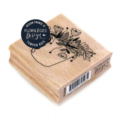 Tampon bois Fantaisies florales - 6 x 6 cm