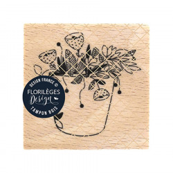 Tampon bois Fantaisies florales - 6 x 6 cm