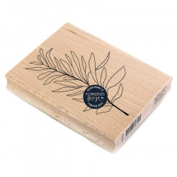 Tampon bois Feuille au vent - 10 x 13 cm