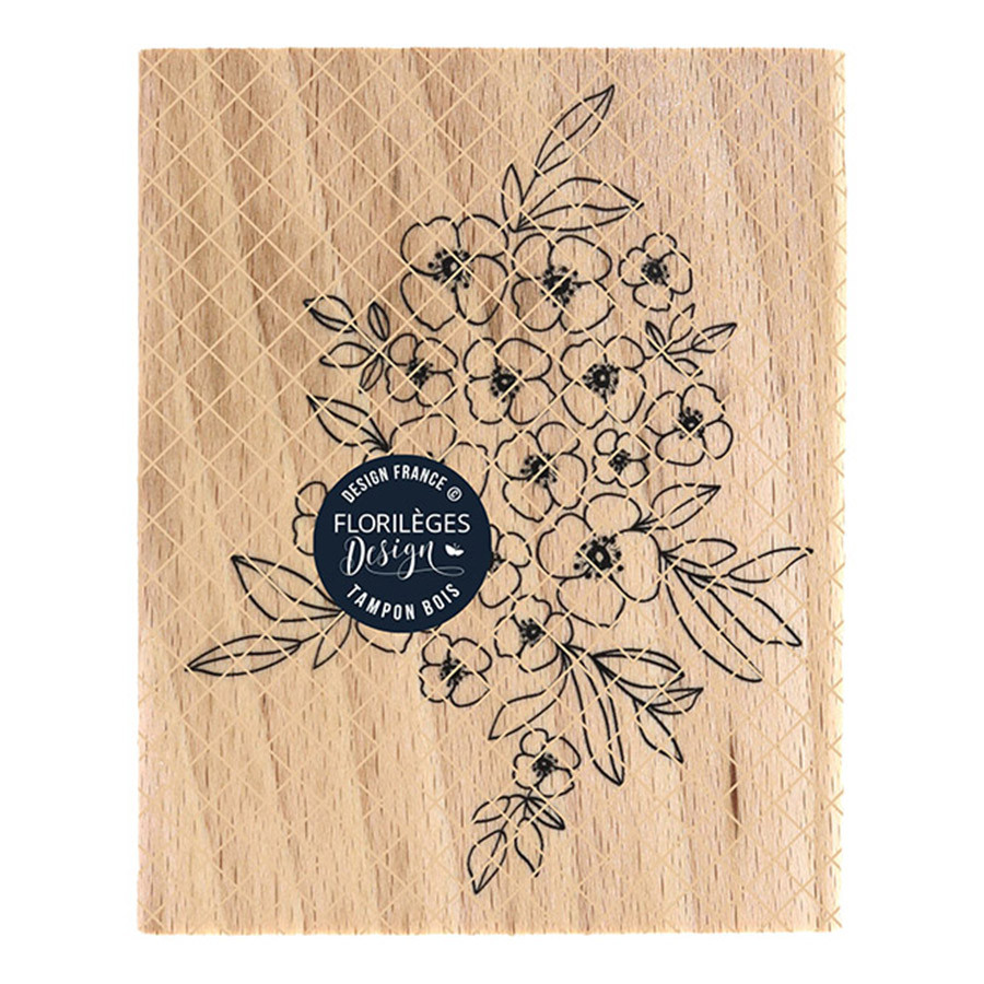 Tampon bois Tapis de fleurs - 8 x 10 cm
