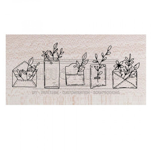 Tampon bois Enveloppes fleuries - 11 x 5,5 cm