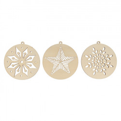 Médaillon en bois Flocons Ø 10 cm 3 pcs