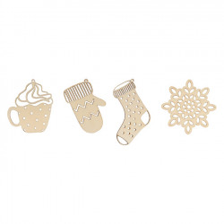 Décoration en bois Cosy 9 cm 4 pcs