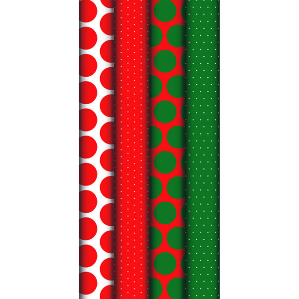 Papier cadeau Pois Rouge Vert rouleau 2 x 0,7 m